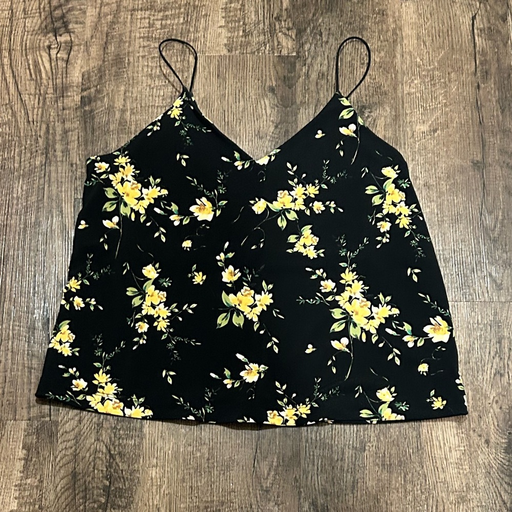 Maurices Black and Yellow Floral Women's Top